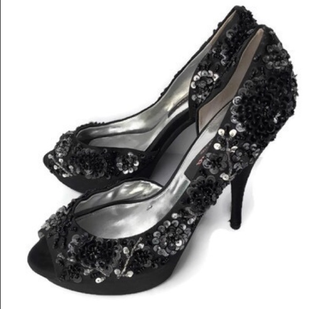 Nina Sequin Embellished Platform Pumps